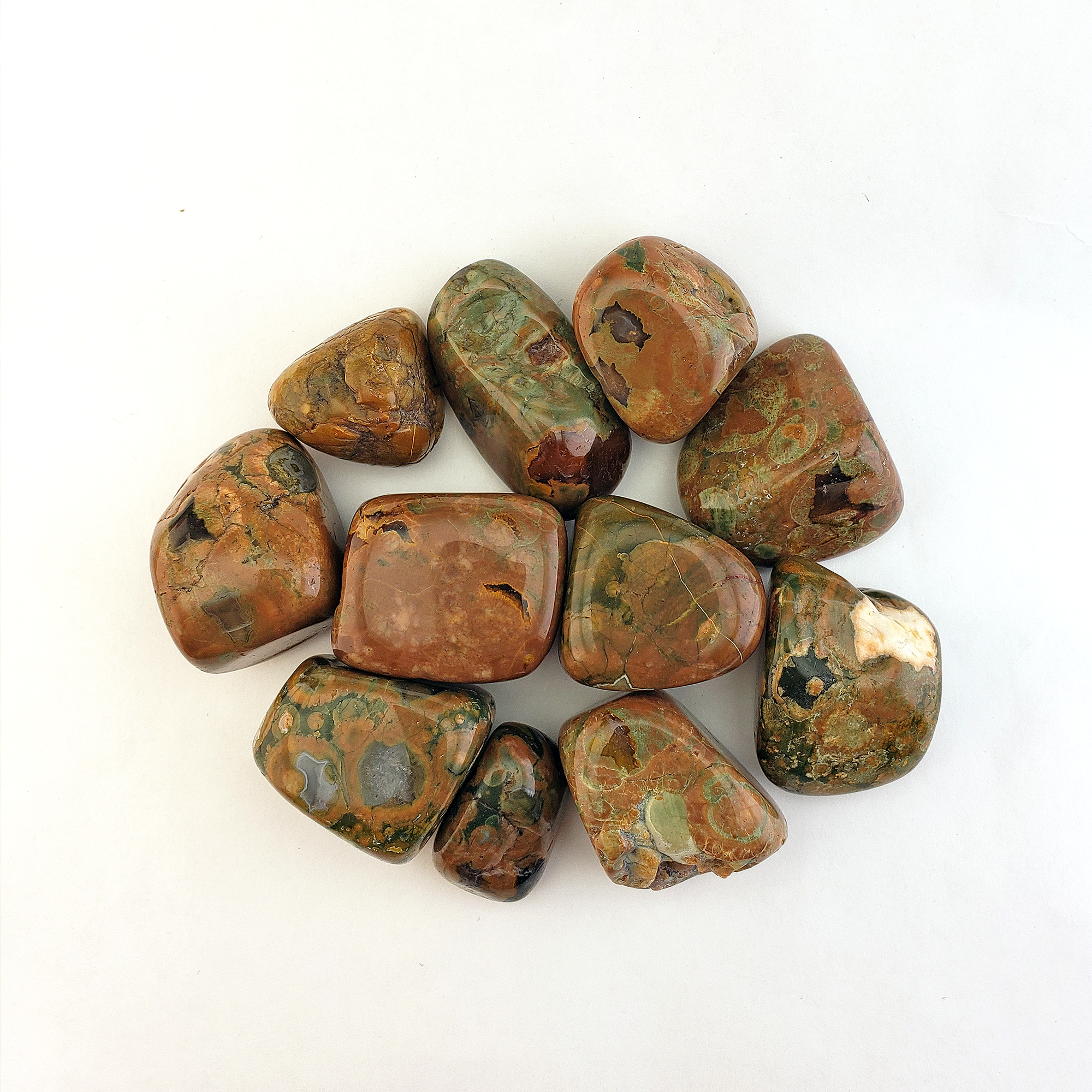 Earthy Rainforest Rhyolite Natural Tumbled Stone - One Stone