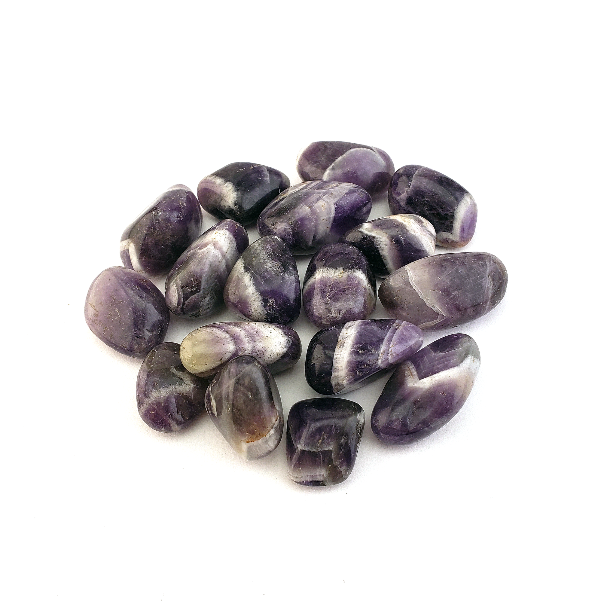 Chevron Amethyst Natural Tumbled Crystal - Small One Stone - White Background