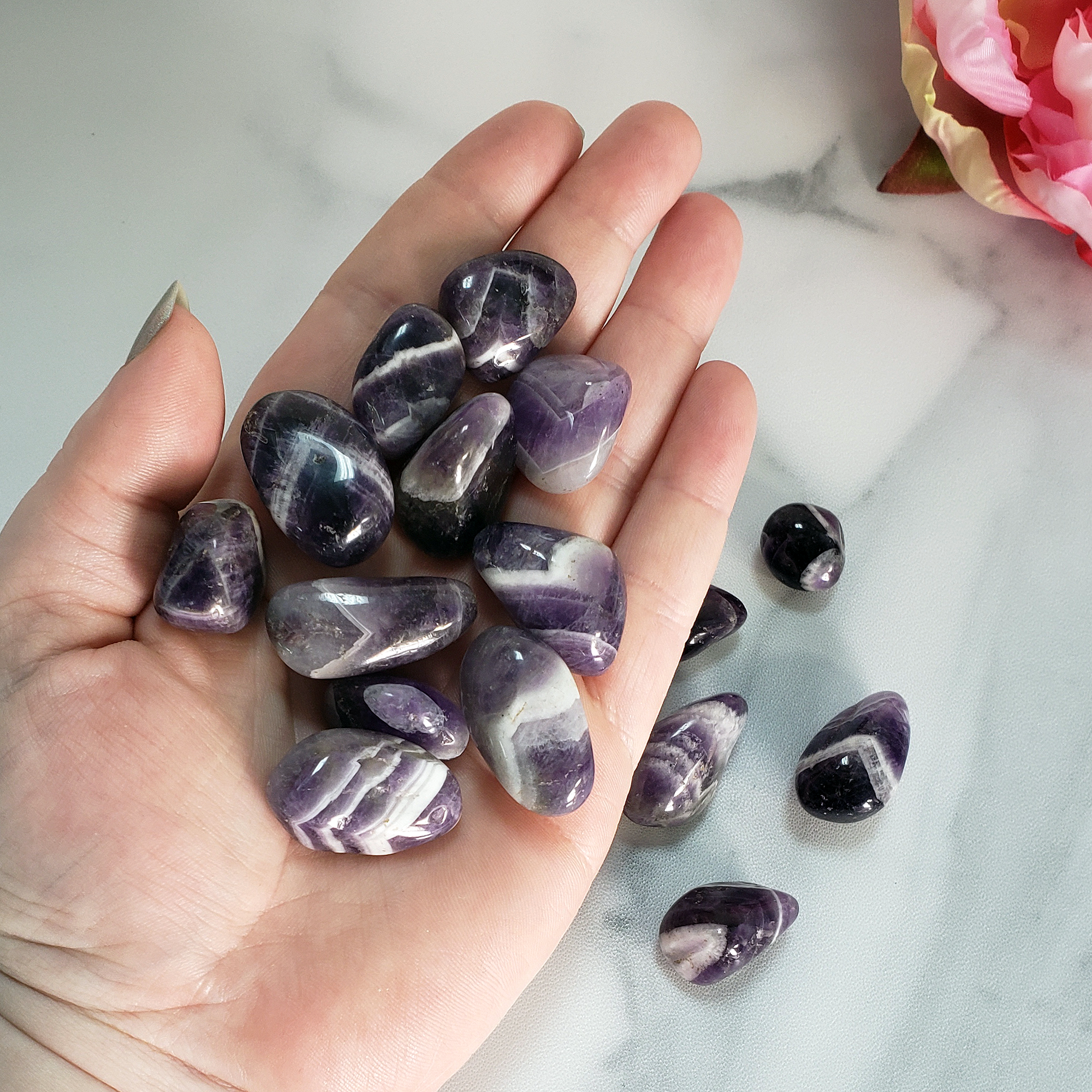 Chevron Amethyst Natural Tumbled Crystal - Small One Stone - Handful Scattering