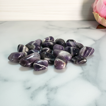 Chevron Amethyst Natural Tumbled Crystal - Small One Stone - Grouped