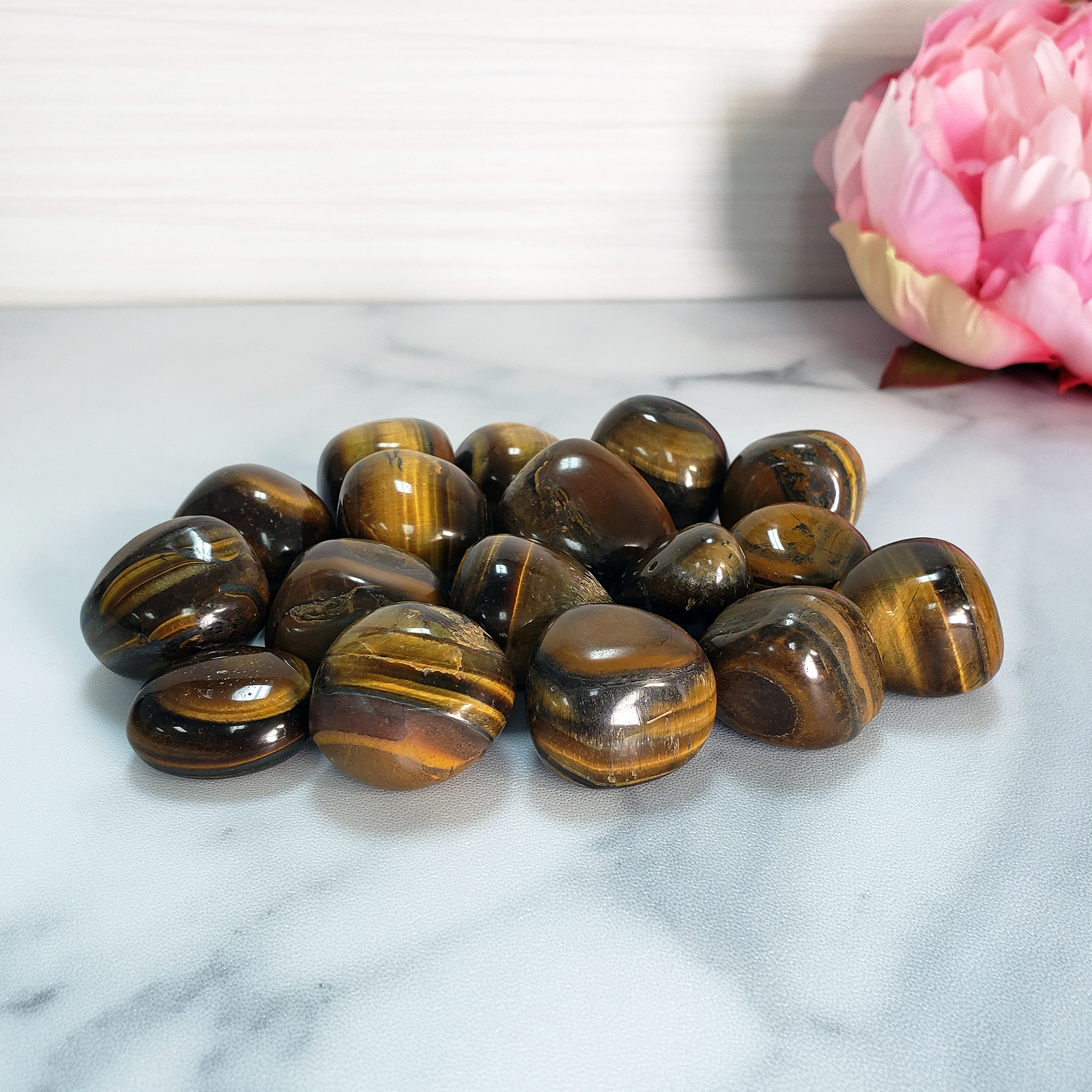 Tigers Eye Natural Tumbled Crystal - One Stone - Grouped Photo