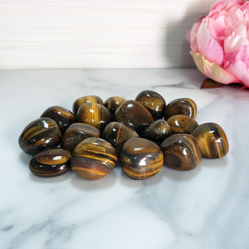 Tigers Eye Natural Tumbled Crystal - One Stone - Grouped Photo