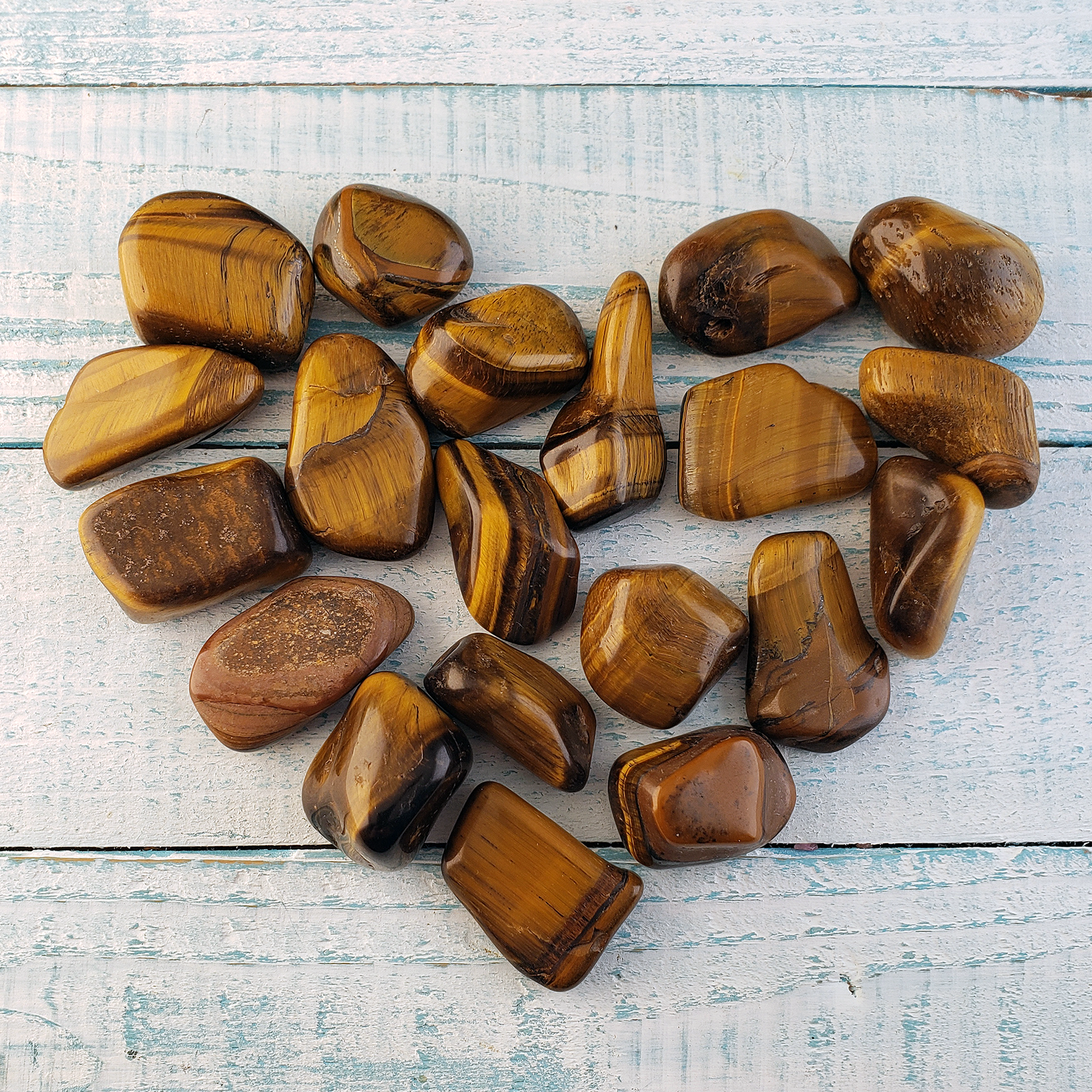 Tigers Eye Natural Tumbled Crystal - One Stone - Freeform Stones in a Heart
