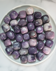 Lepidolite Stone Natural Tumbled Crystal - One Stone - Lepidolite Tumbled Gemstones in White Ceramic Bowl