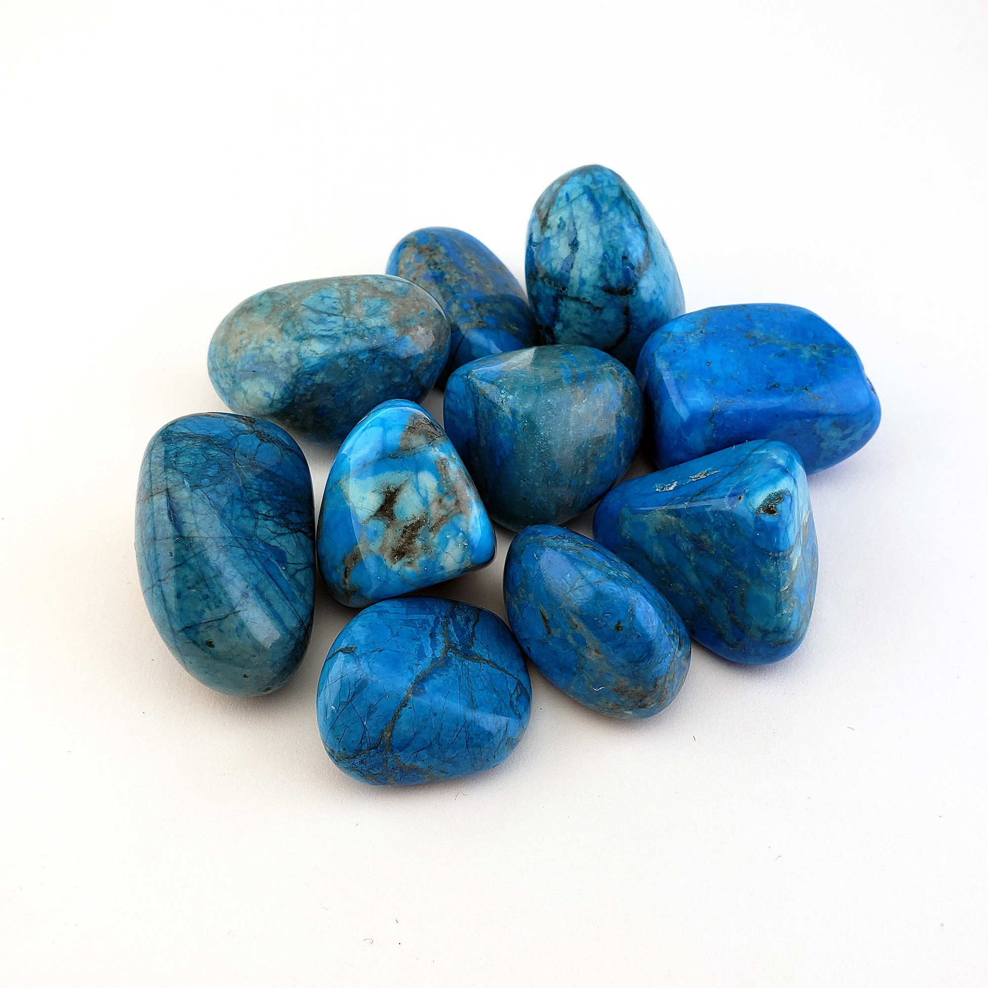 Turquenite Blue Howlite Dyed Tumbled Stone - One Stone - White Background