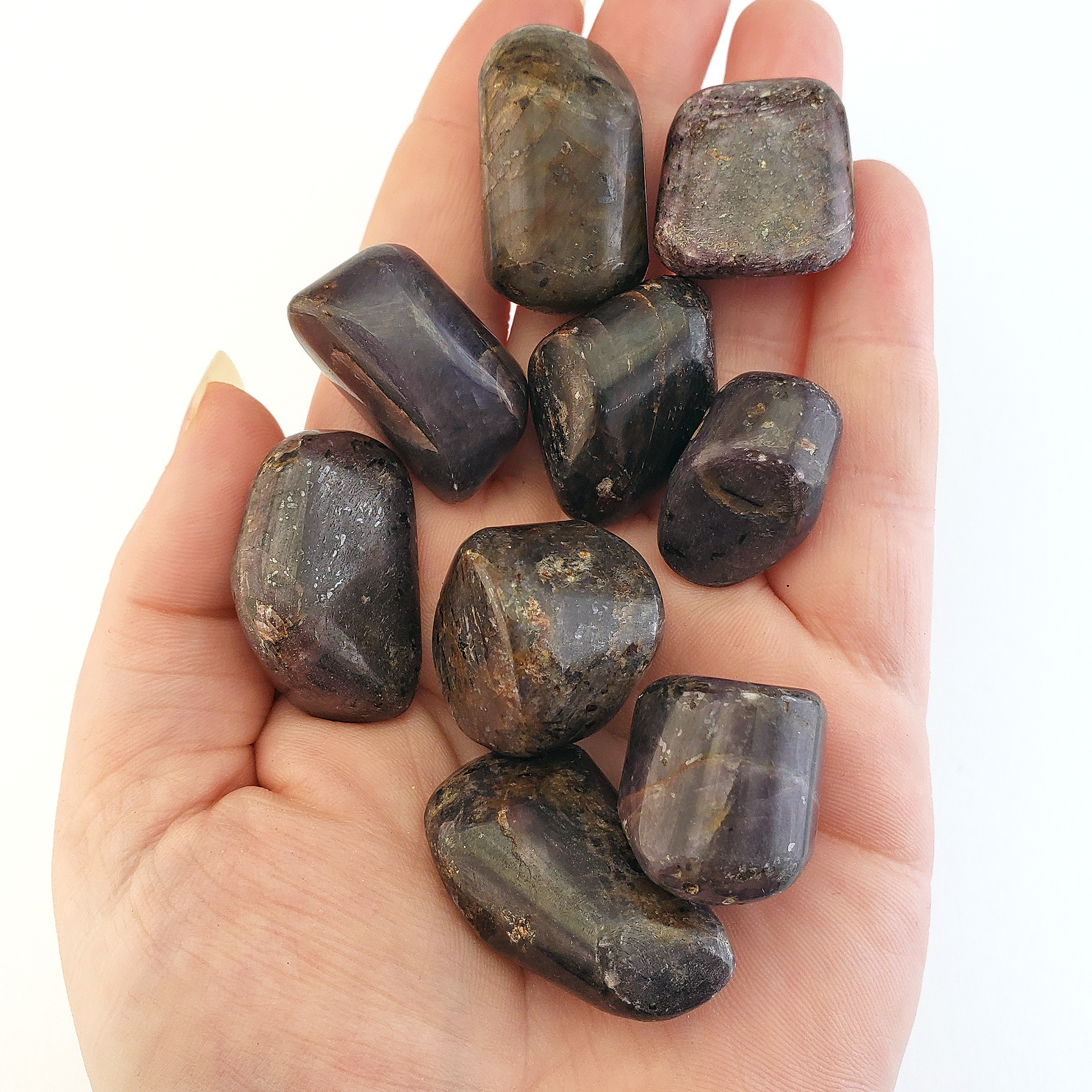 Ruby Corundum Natural Tumbled Gemstone - One Stone - Stones in Hand on White Background