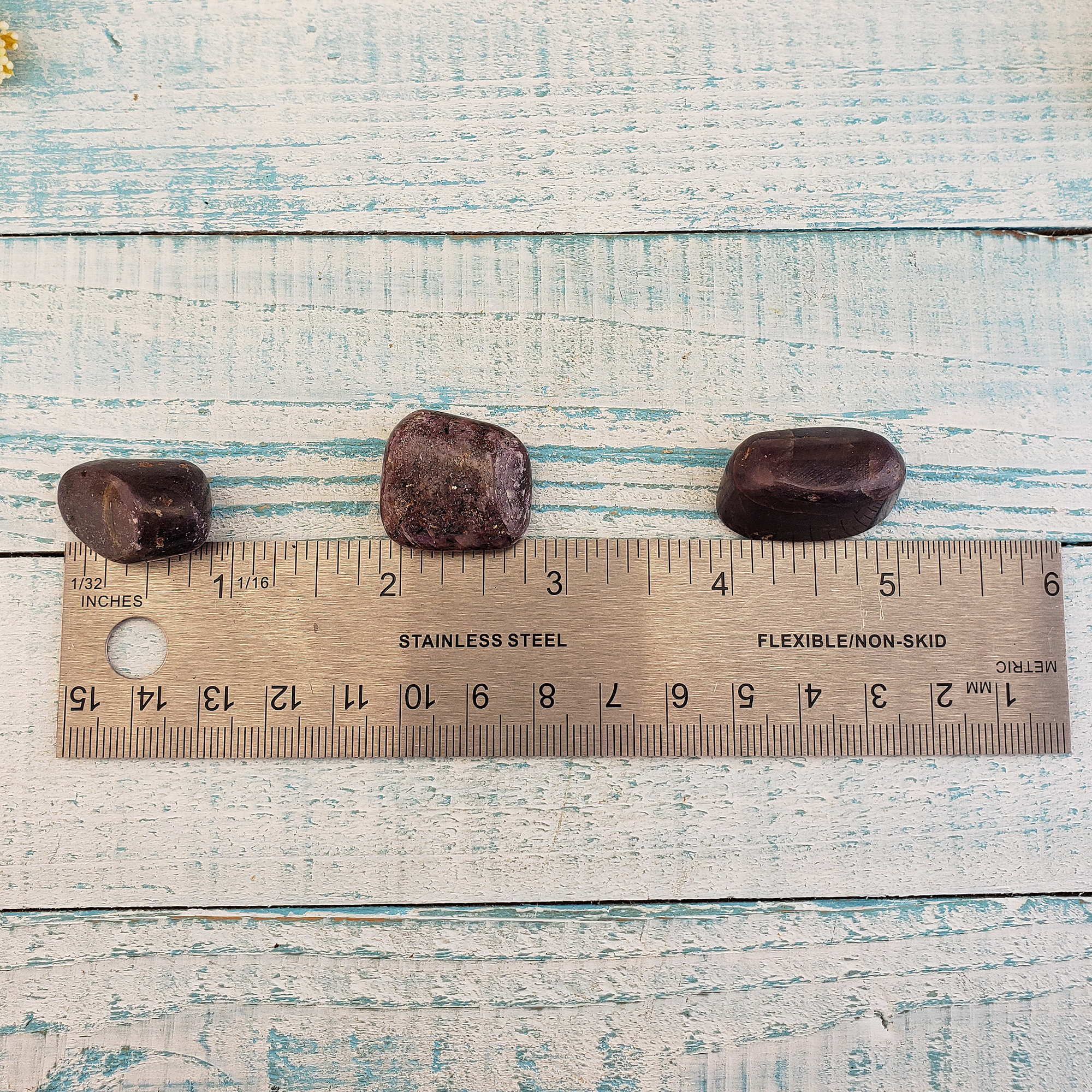 Ruby Corundum Natural Tumbled Gemstone - One Stone - Measurements