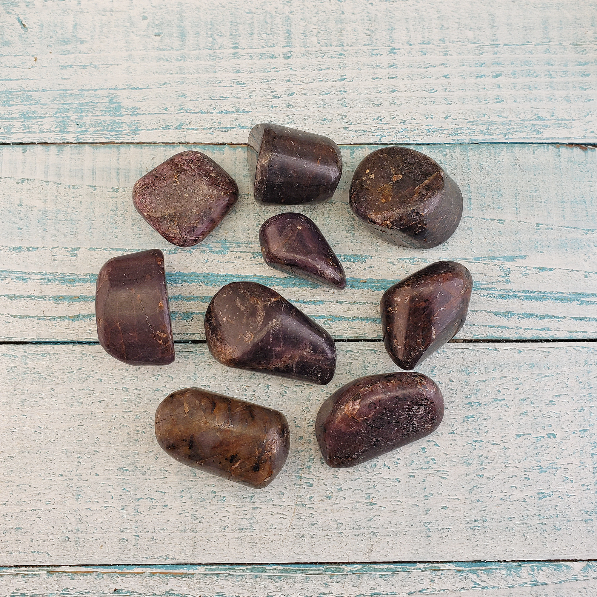 Ruby Corundum Natural Tumbled Gemstone - One Stone - Group on Board