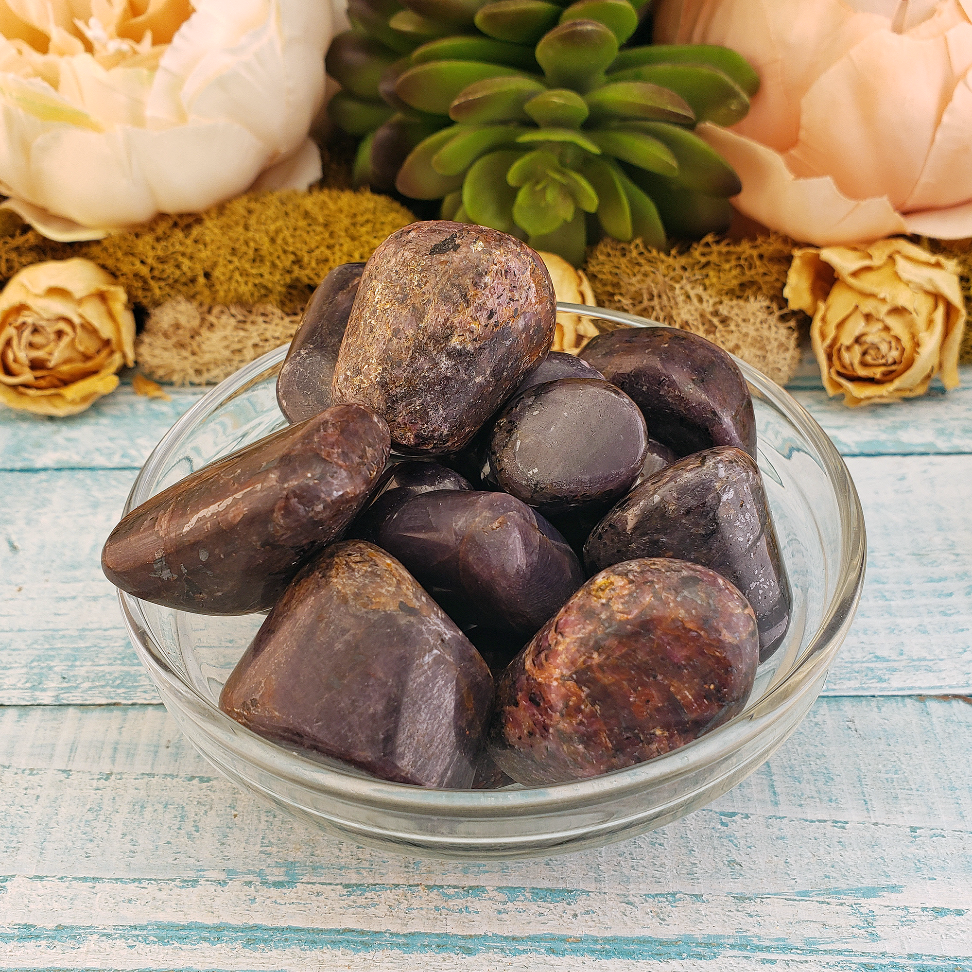 Ruby Corundum Natural Tumbled Gemstone - One Stone - Stones in Glass Bowl