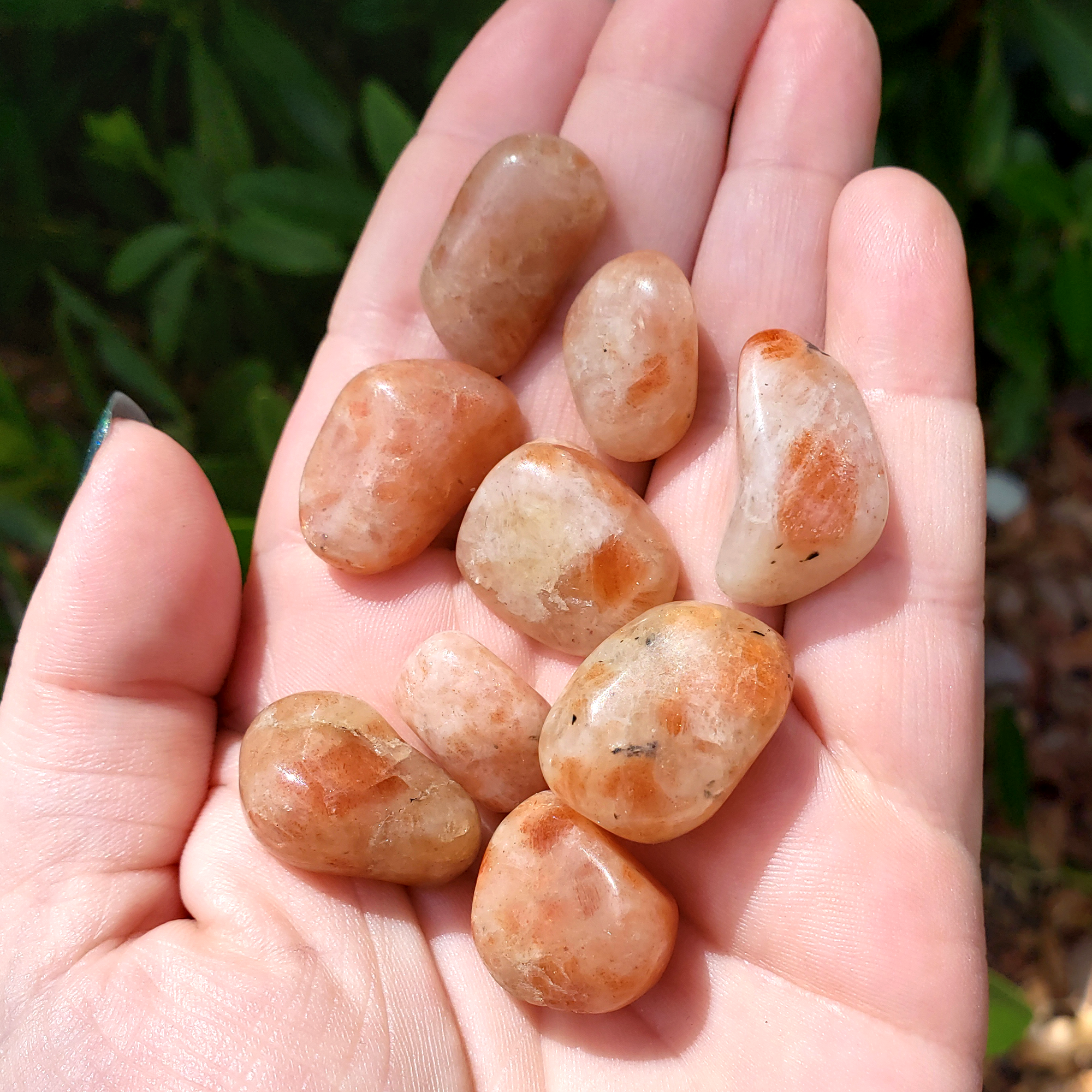 Sunstone Natural Tumbled Stone - Small One Stone - In Sunlight