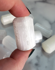 Selenite Crystal Semi-Tumbled Gemstone - One Stone - Close Up