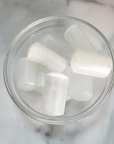 Selenite Crystal Semi-Tumbled Gemstone - One Stone - In Glass Bowl