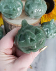 Green Aventurine Crystal Carving Natural Gemstone Jack-O-Lantern | Good Luck Pumpkin - Samhain Gifts
