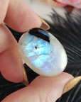 Unique 41 Carat Flashy Rainbow Moonstone Crystal Cabochon Natural High Quality Gemstone | Symphony - 1