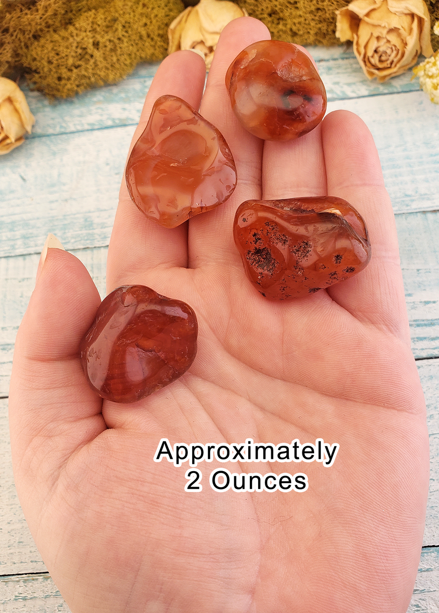 Carnelian Polished Tumbled Gemstone - One Stone or Bulk Wholesale Lots - 2 Ounces in Hand