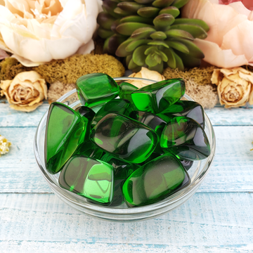 Green Obsidian Manmade Tumbled Stone - One Stone - In Bowl
