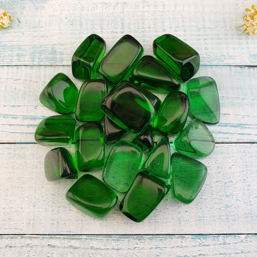 Green Obsidian Manmade Tumbled Stone - One Stone - Polished Stones