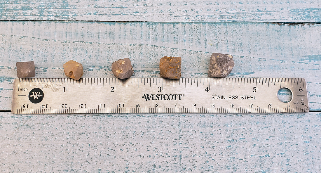 Beta Quartz Rough Natural Gemstone Octahedron - Size Comparison