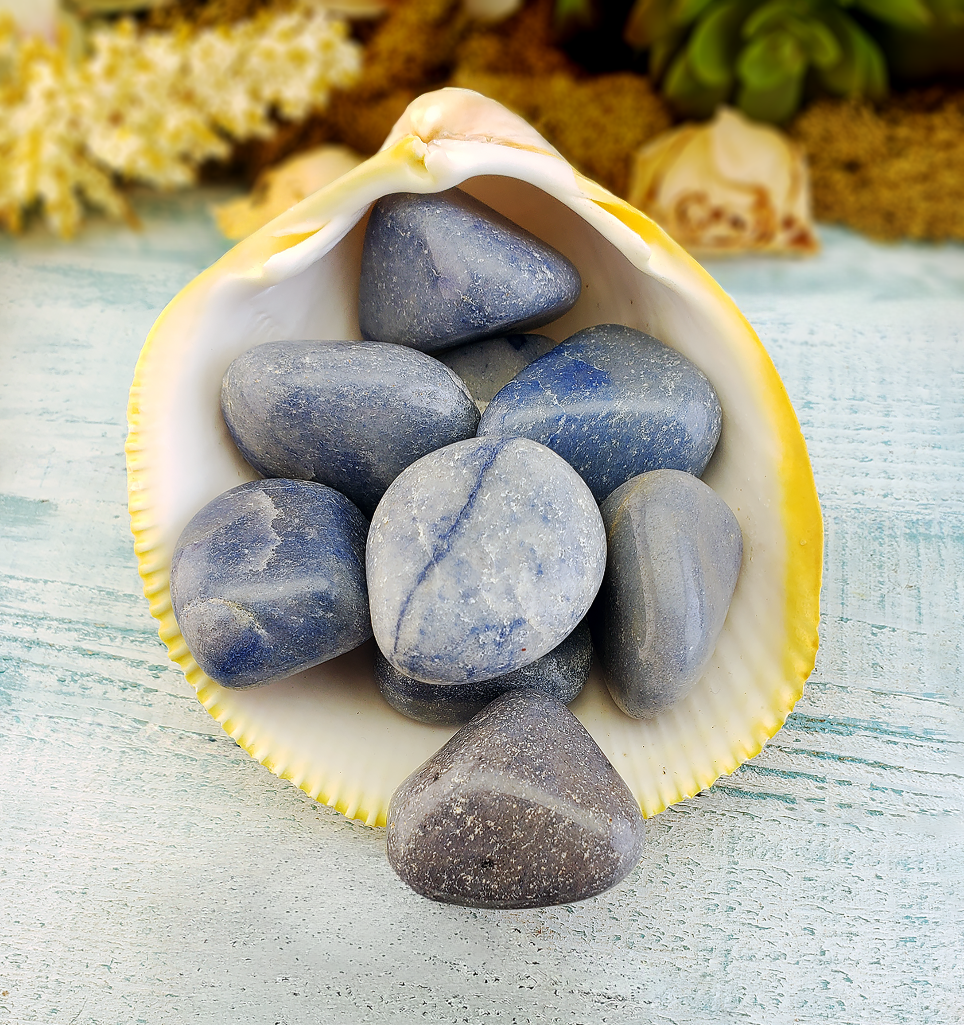 Blue Quartz Natural Tumbled Gemstone