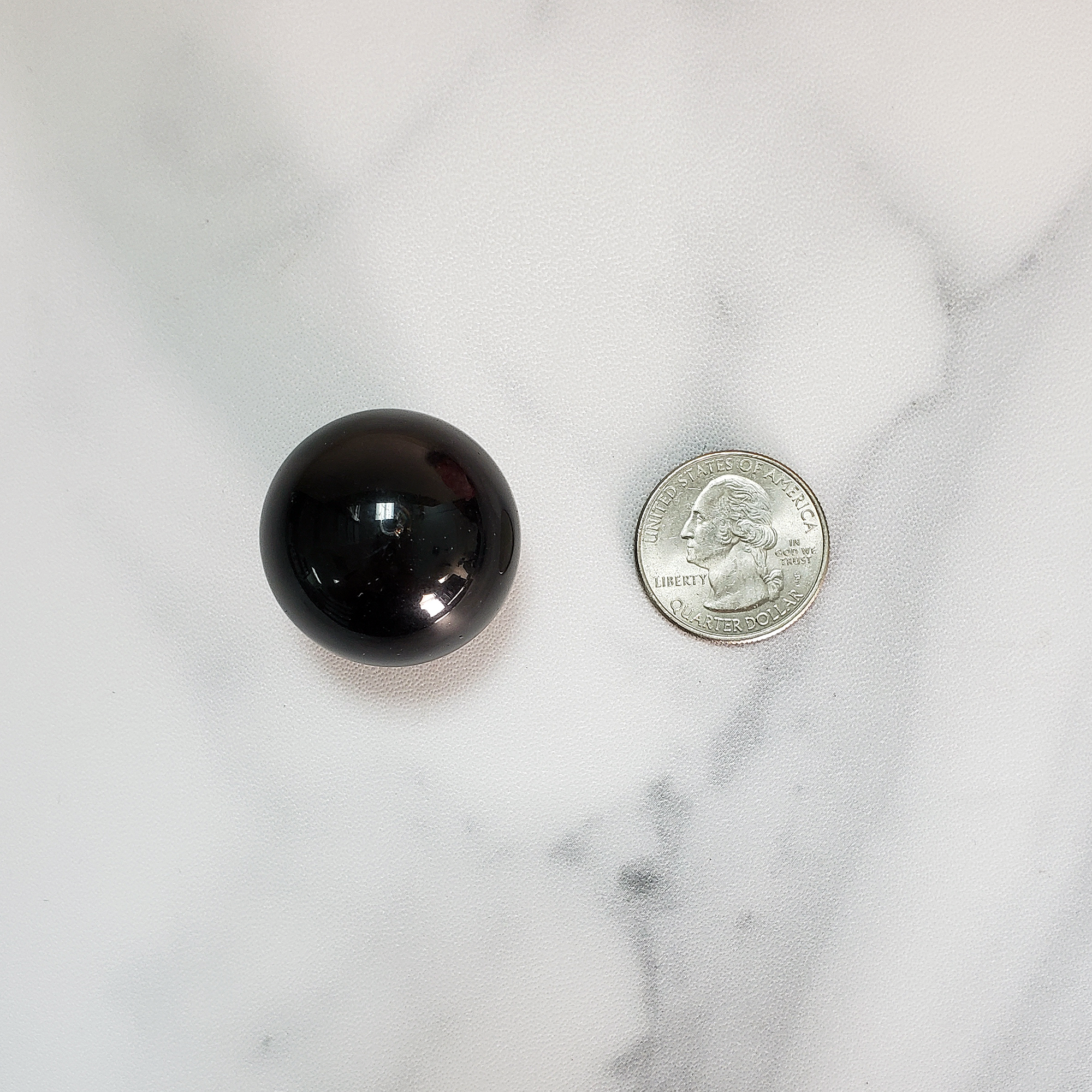 Black Obsidian Natural Crystal Sphere Gemstone Orb Marble - One 30mm Sphere - Size Comparison