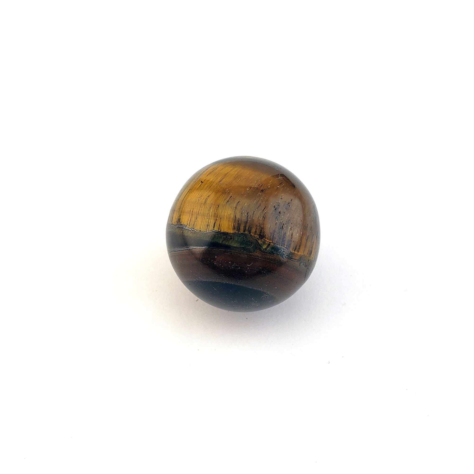 Tigers Eye Natural Crystal Sphere Gemstone Orb - One 30mm Sphere - Tiger Eye Marble on White Background