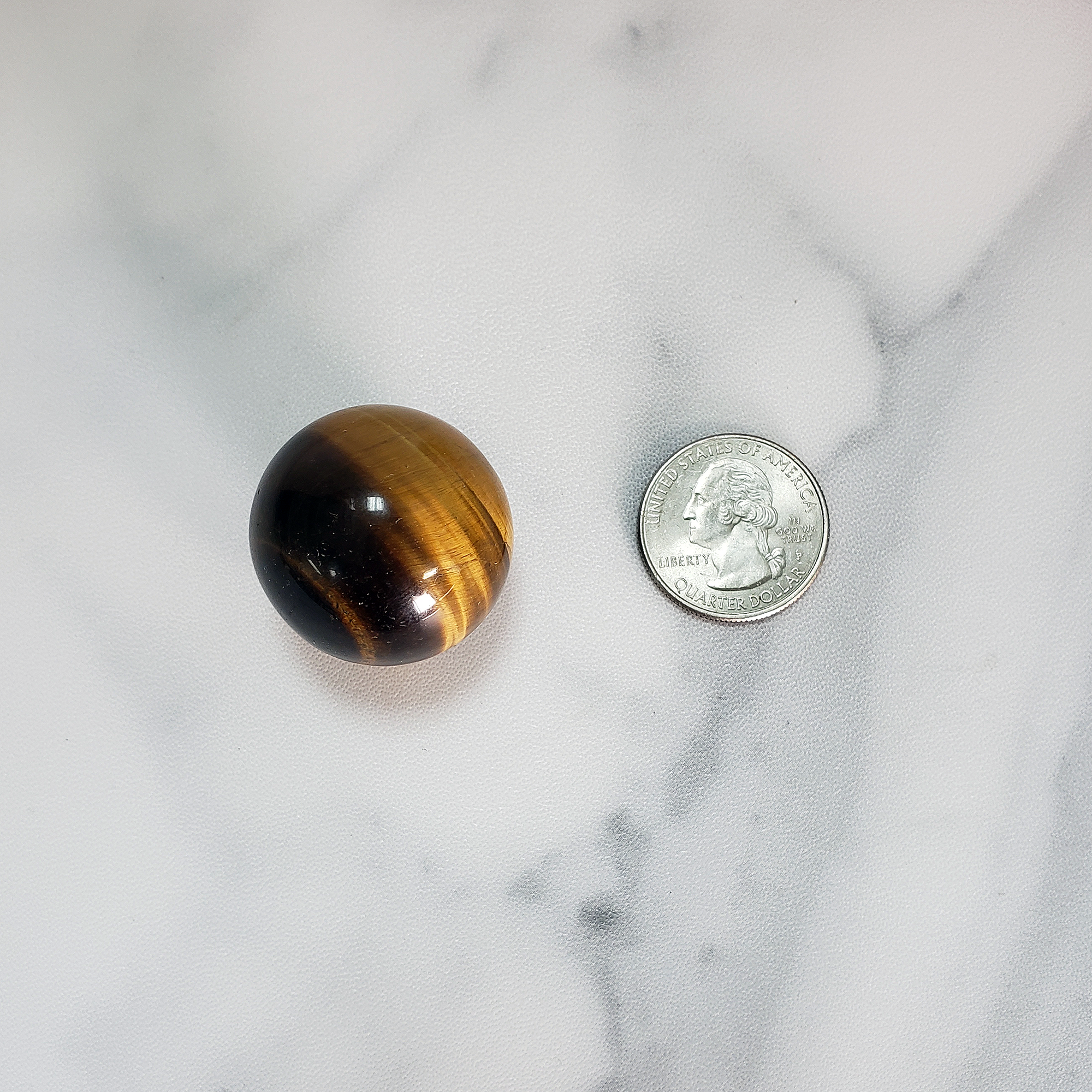 Tigers Eye Natural Crystal Sphere Gemstone Orb - One 30mm Sphere - Size Comparison
