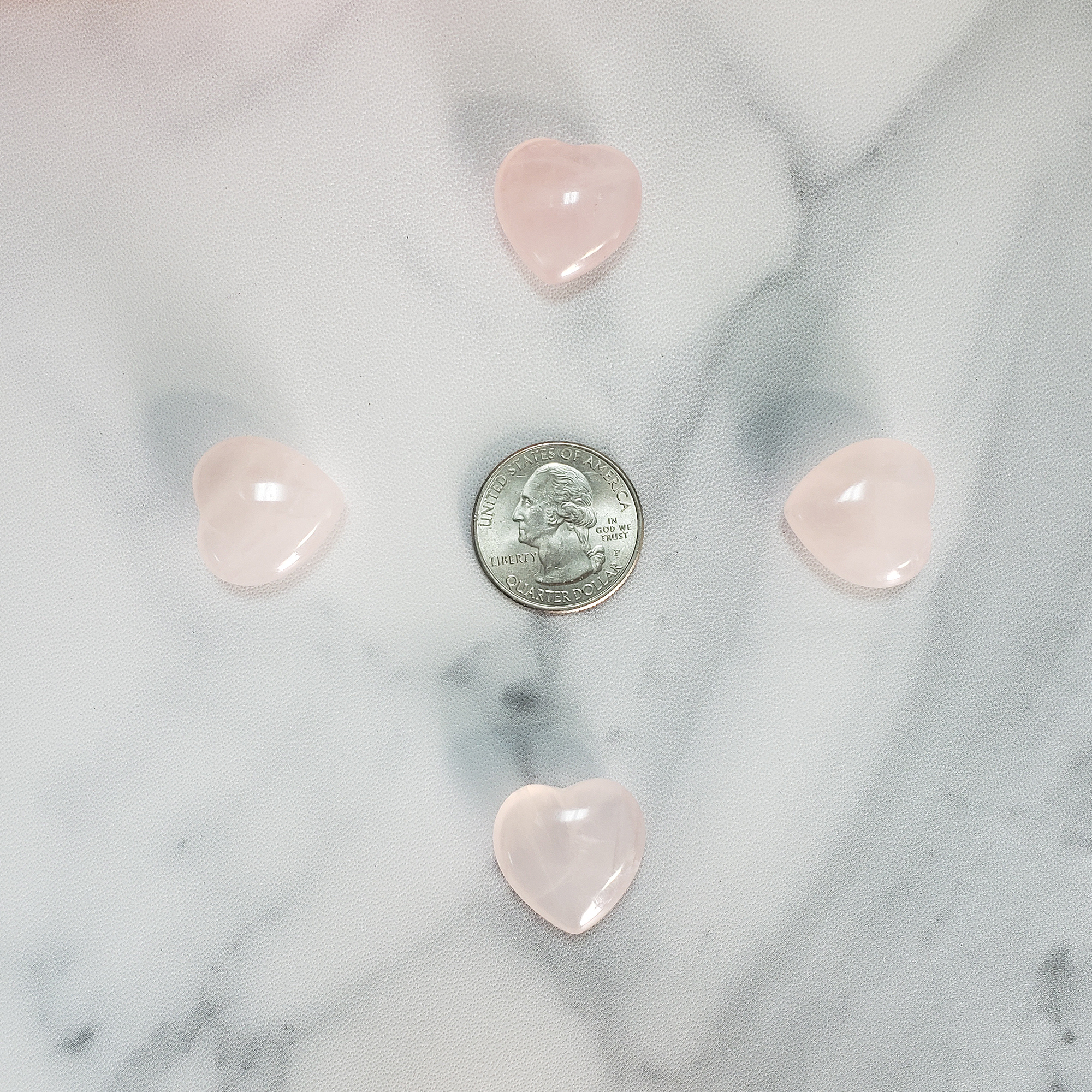 Rose Quartz Crystal Natural Gemstone Heart Mini Carving - Size Comparison