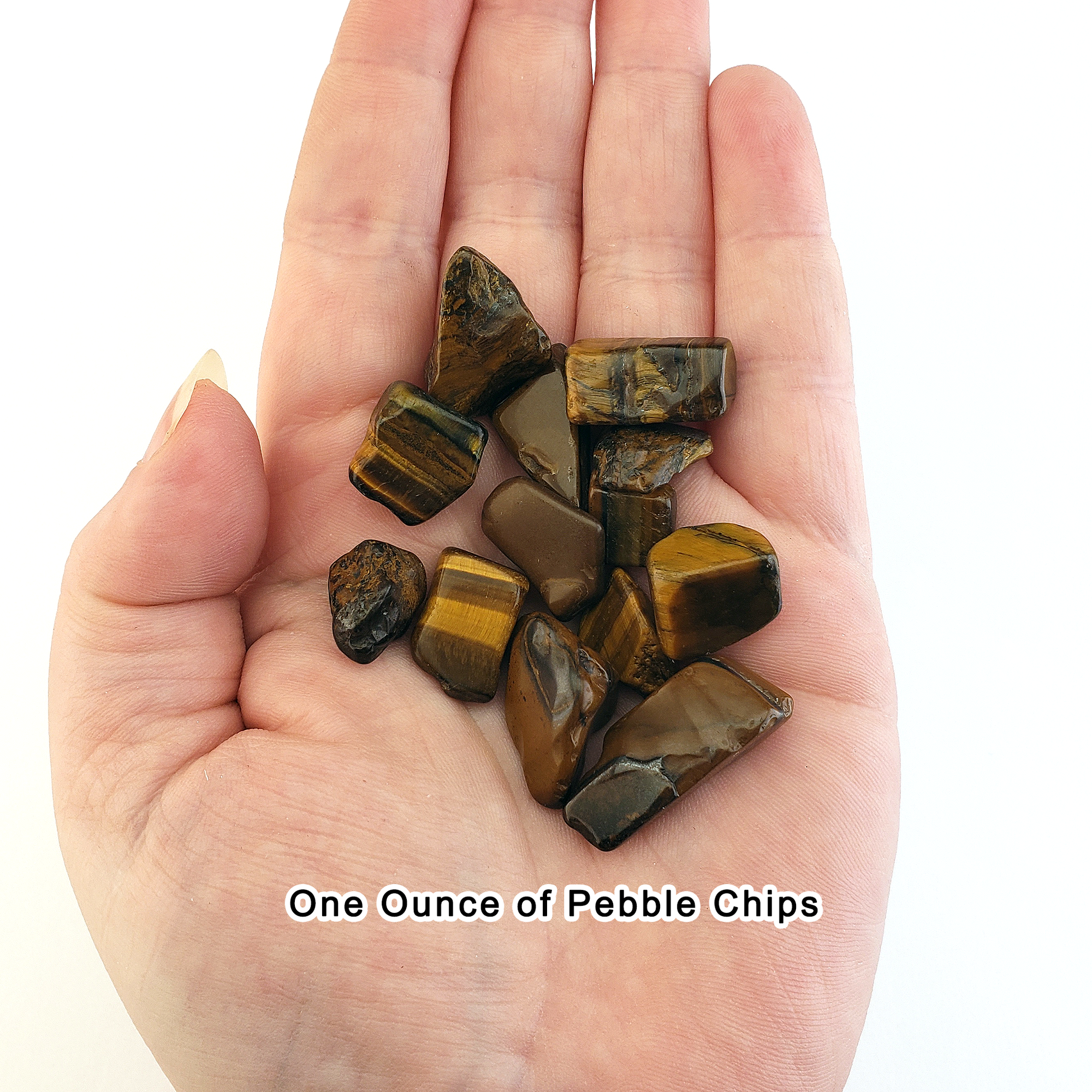 Freeform Tigers Eye Pebble Chips - By the Ounce - One Ounce in Hand