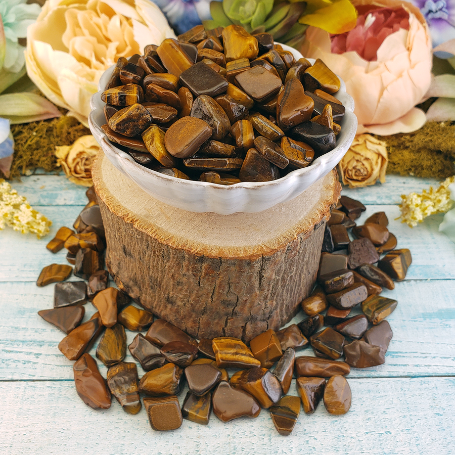Freeform Tigers Eye Pebble Chips - By the Ounce - Abundance