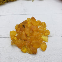 12 grams of amber chips on display