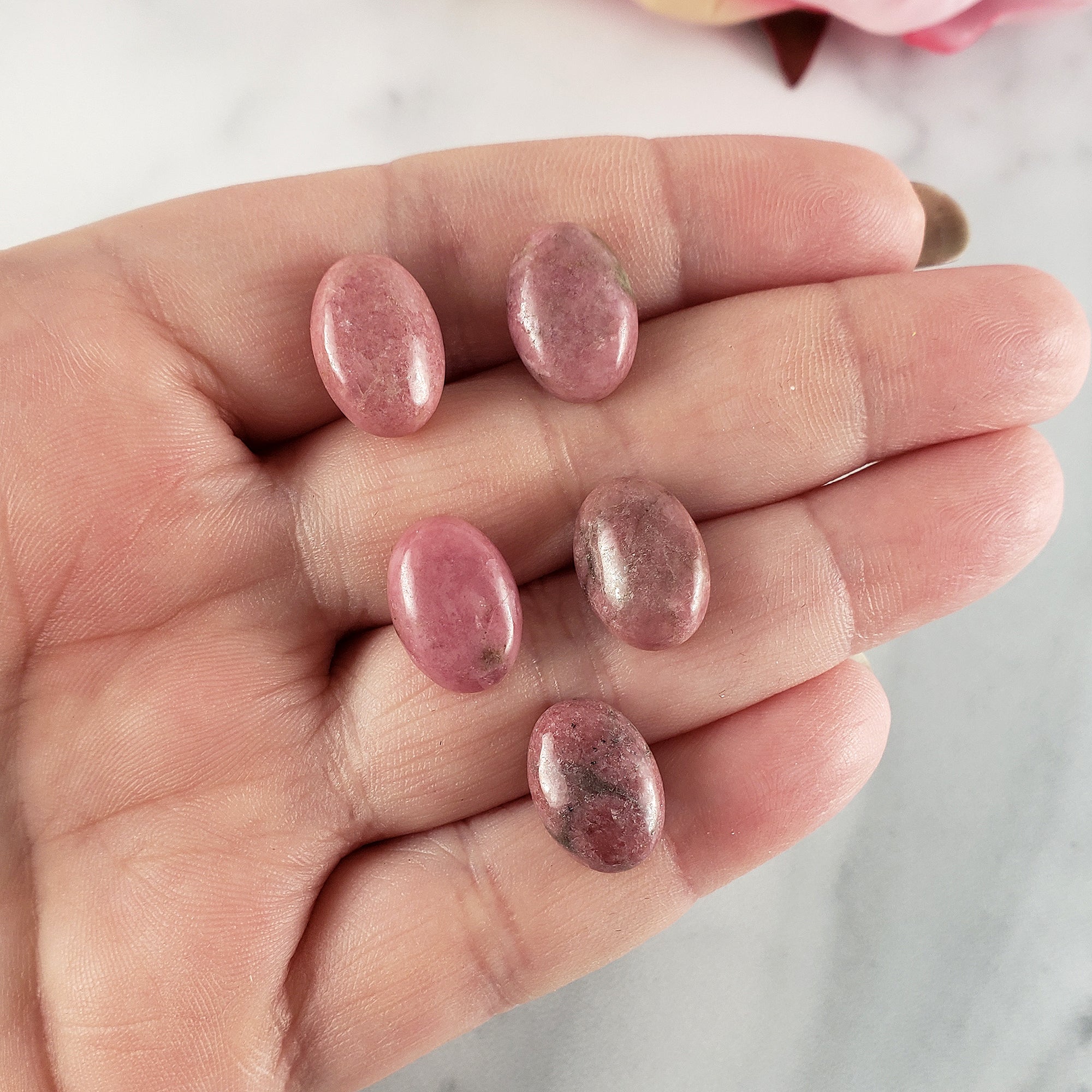 Rhodonite Crystal Oval Gemstone Natural Stone Cabochon | 14mm - 3