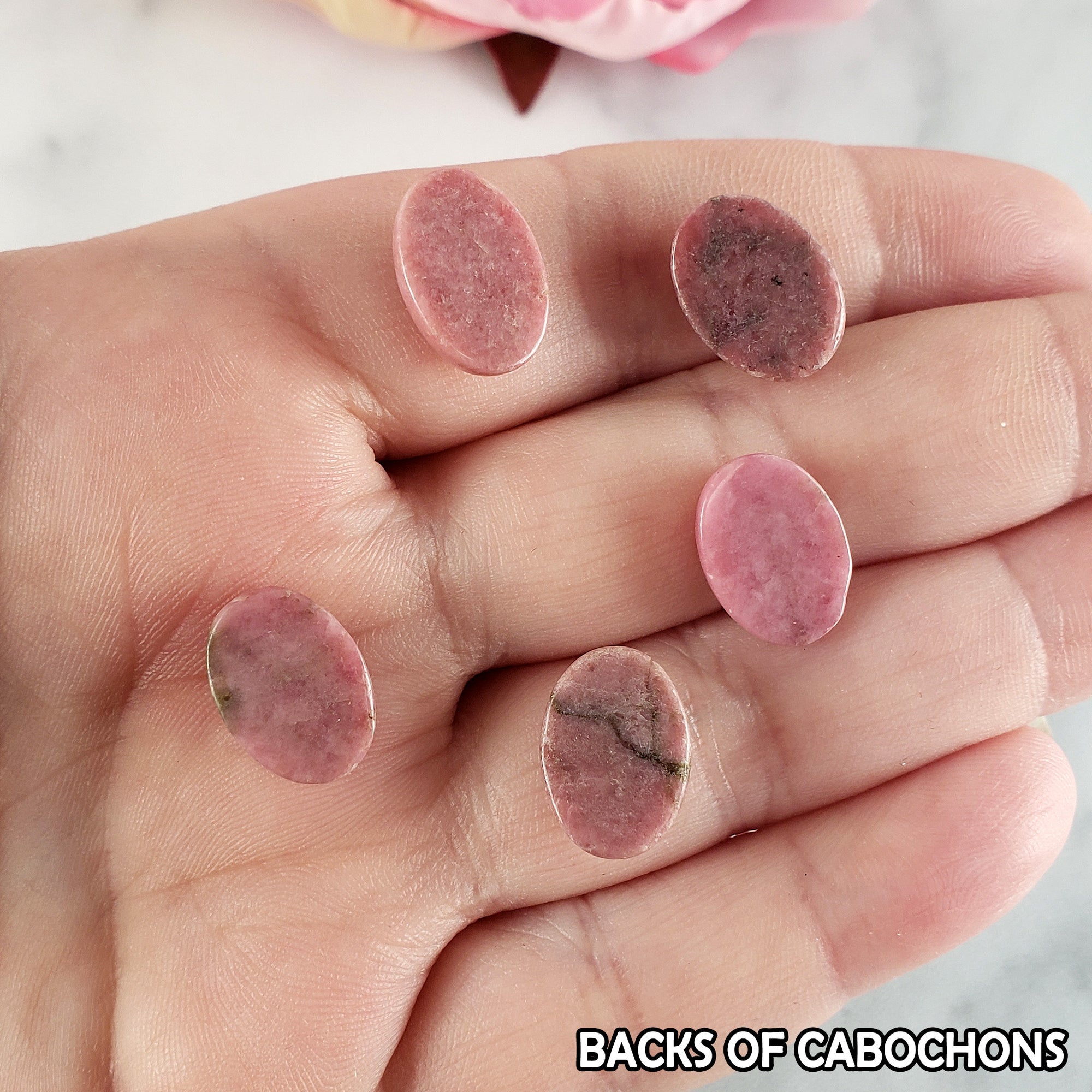 Rhodonite Crystal Oval Gemstone Natural Stone Cabochon | 14mm - 5