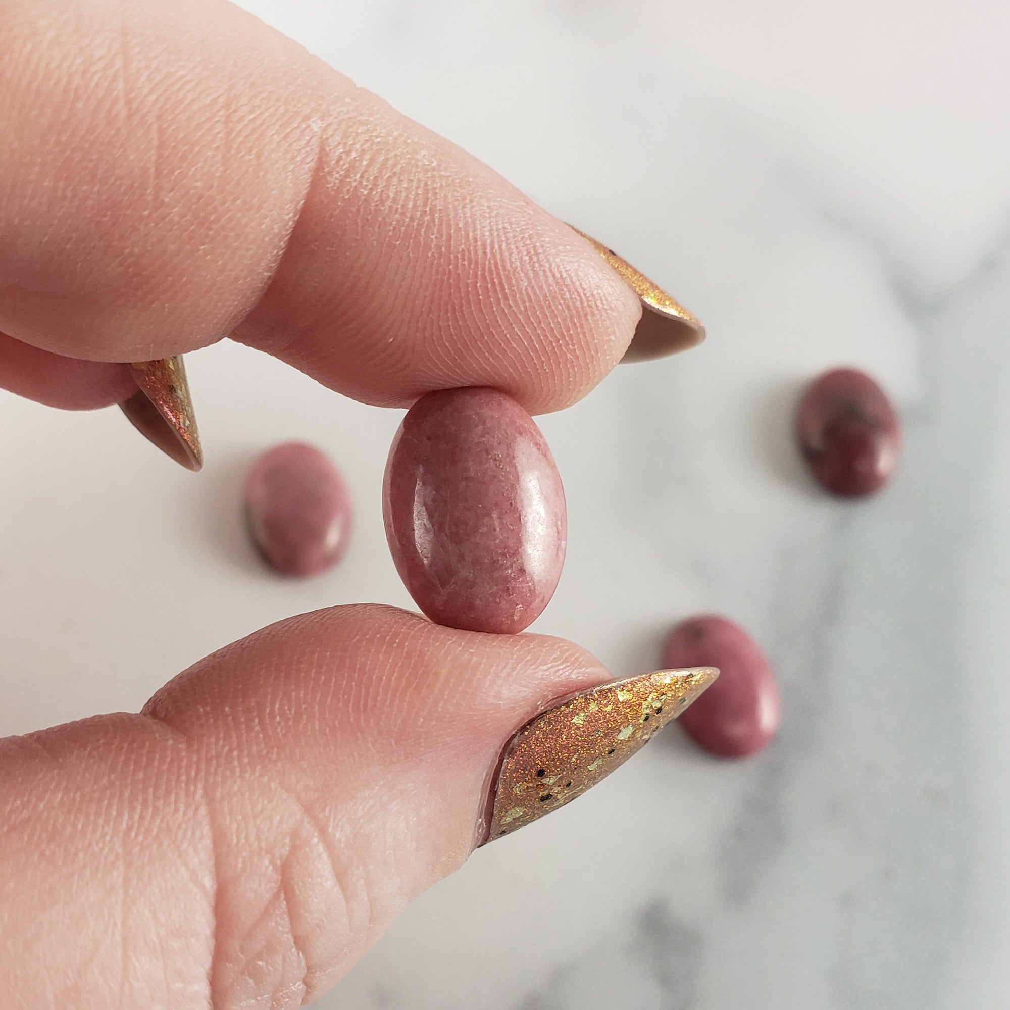 Rhodonite Crystal Oval Gemstone Natural Stone Cabochon | 14mm