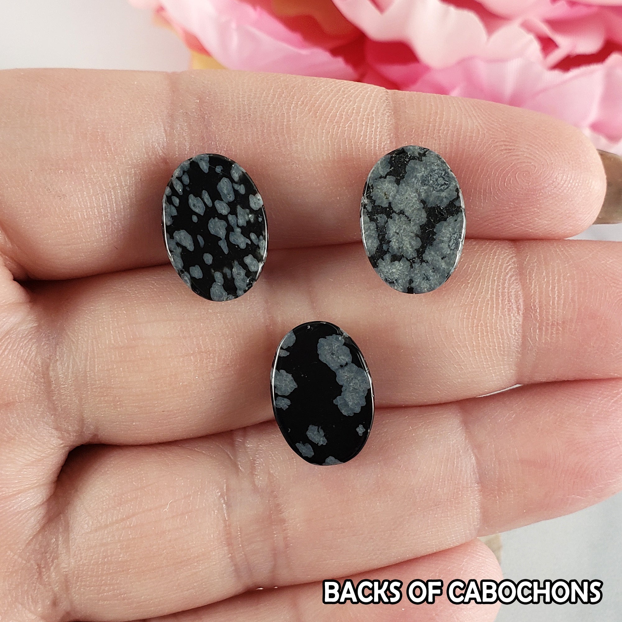 Snowflake Obsidian Crystal Oval Gemstone Natural Stone Cabochon | 14mm - 3