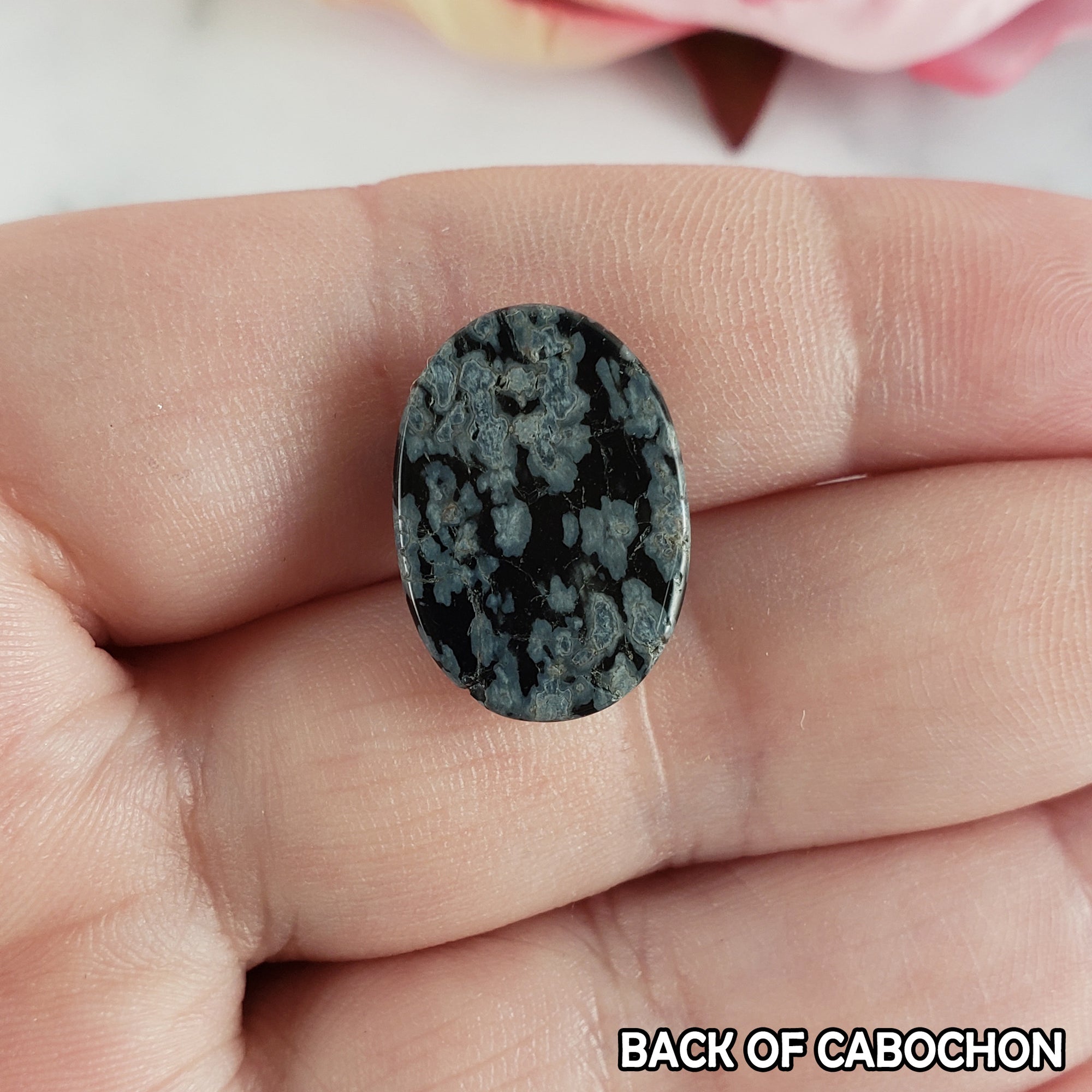 Unique Snowflake Obsidian Crystal Oval Gemstone Natural Stone Cabochon | 14mm - 1