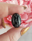 Unique Snowflake Obsidian Crystal Oval Gemstone Natural Stone Cabochon | 14mm