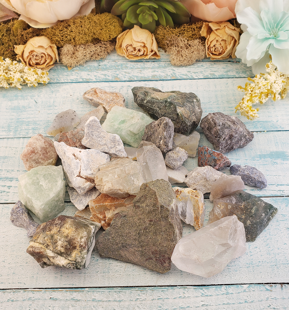 1 Pound Lot of Mixed Rough Raw Gemstones - Perfect for Rock