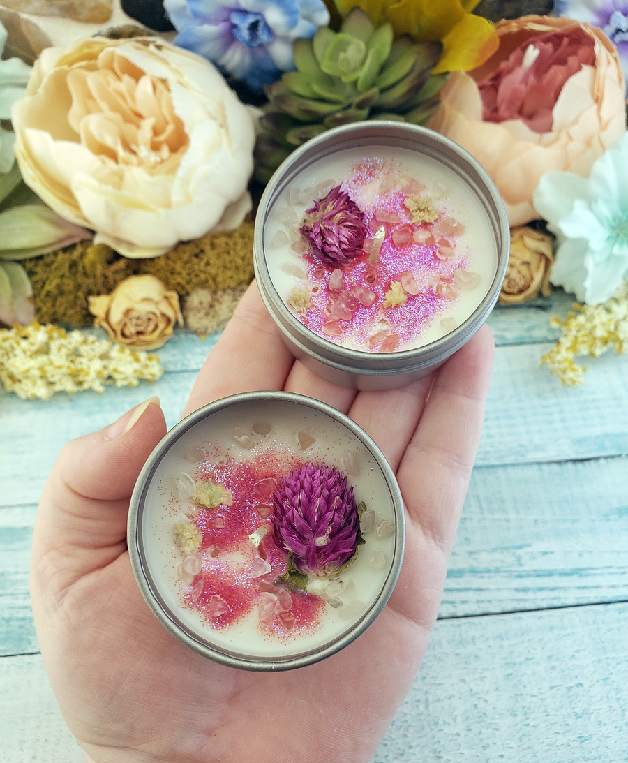 Crystal Magic Flower Candles - Botanical Soy Wax Candles