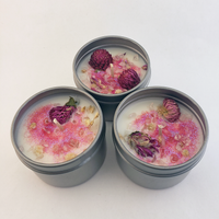 Love Spell - 2oz Coconut Soy Wax Handmade Scented Candle - Natural Dried Herbs and Rose Quartz