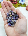 charoite stones in hand