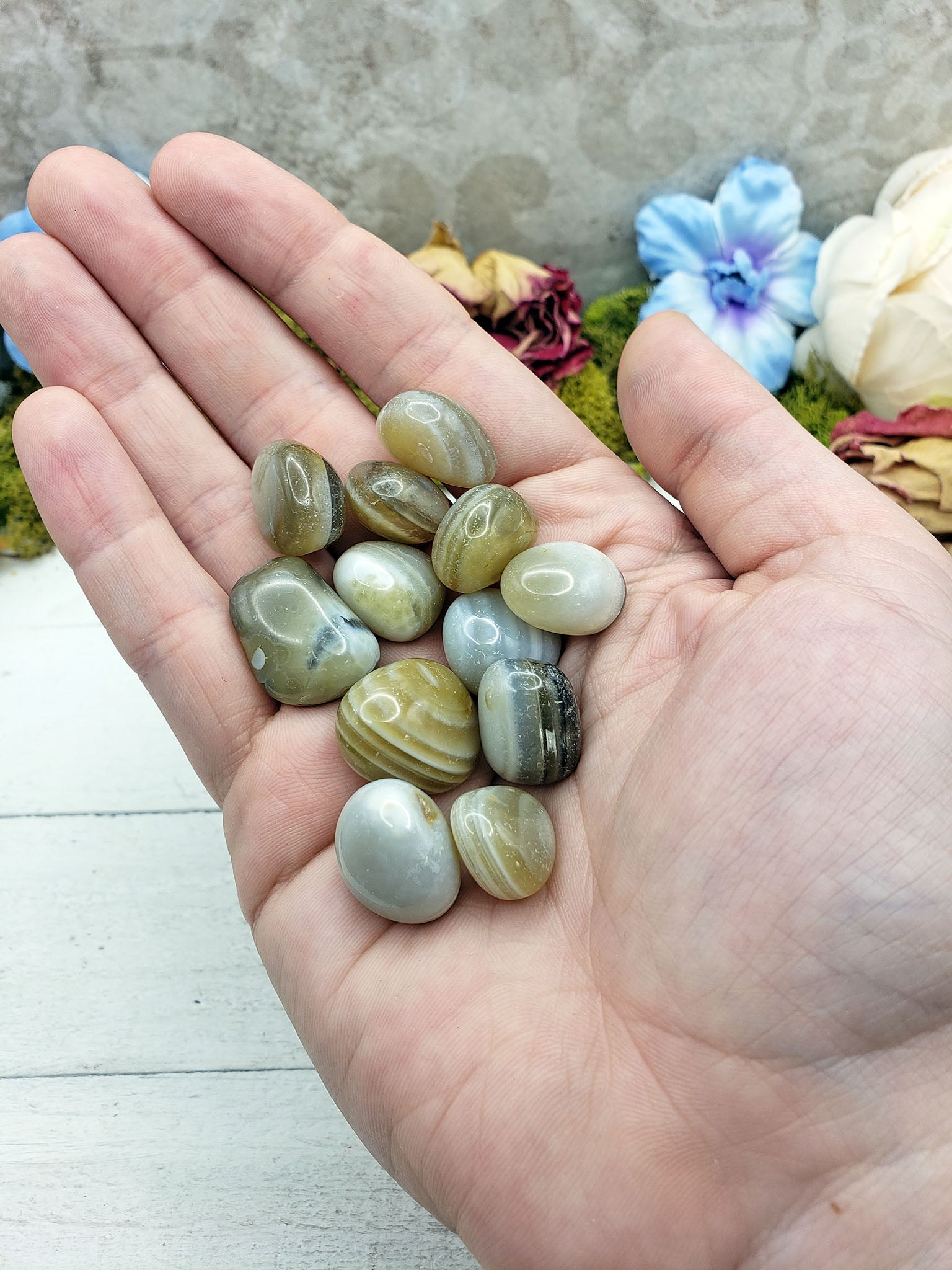 Marble Banded Agate Natural Tumbled Gemstone - One Stone