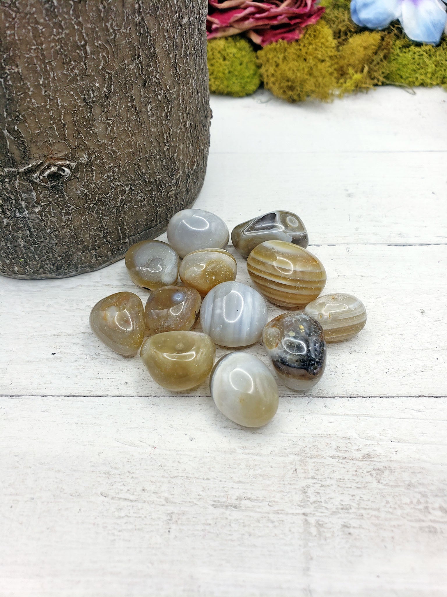 Marble Banded Agate Natural Tumbled Gemstone - Single Stone