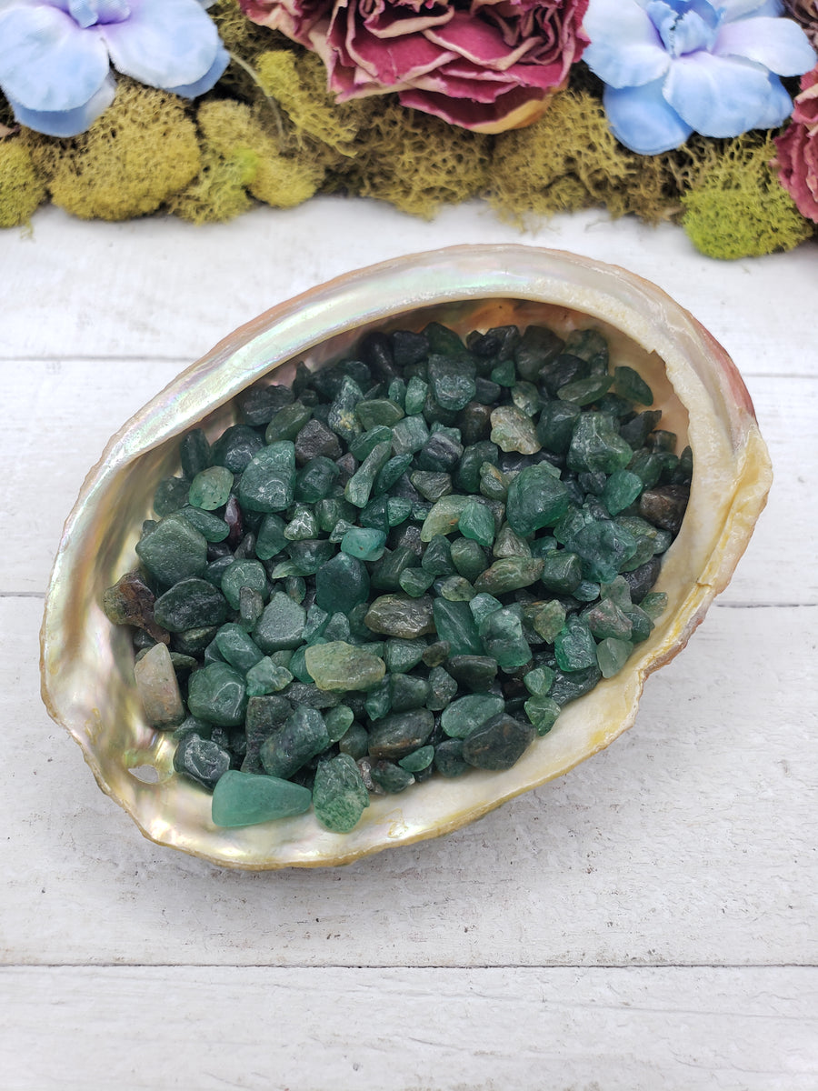 emerald crystal chips in shell