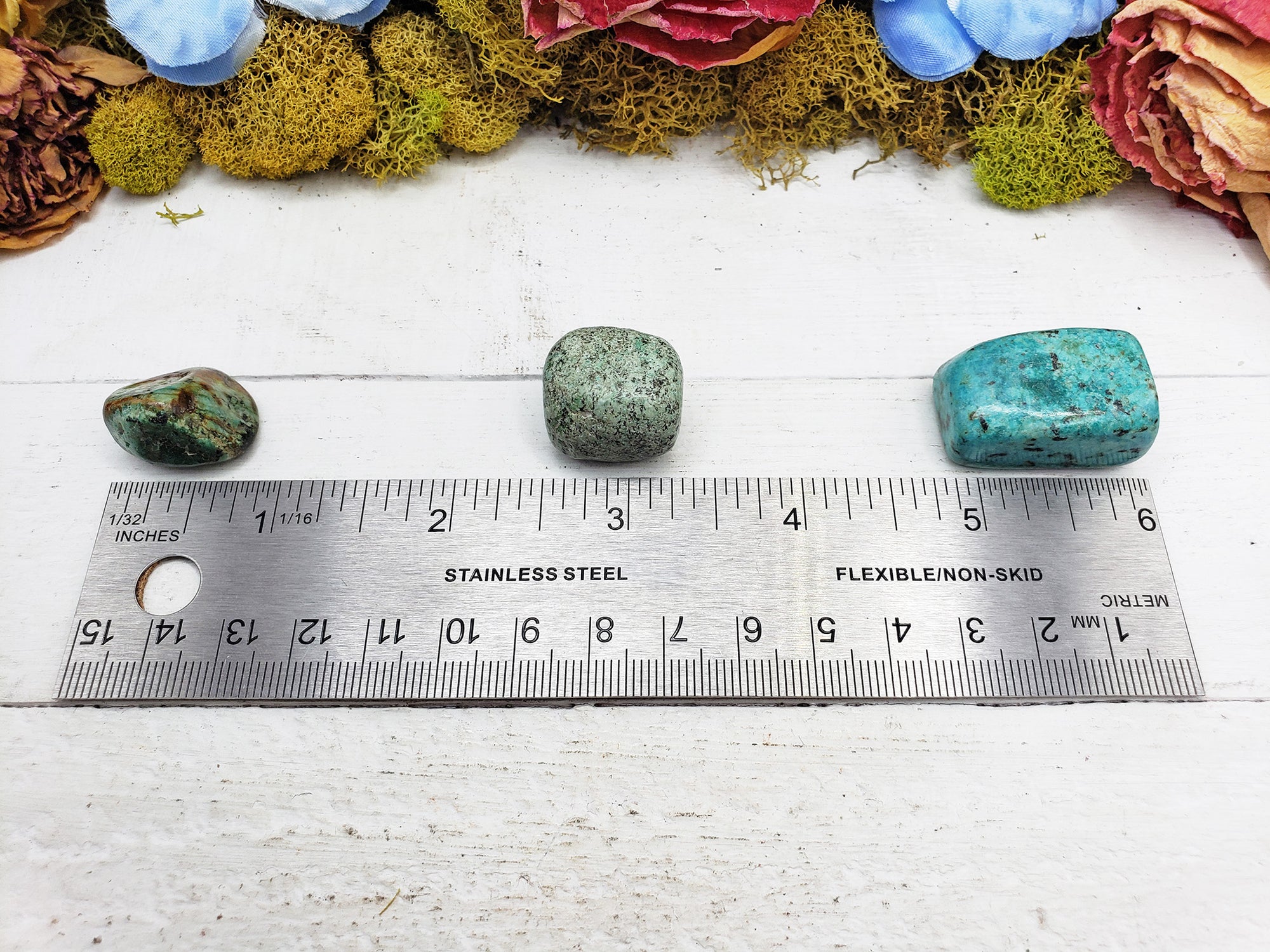 african turquoise stones by ruler