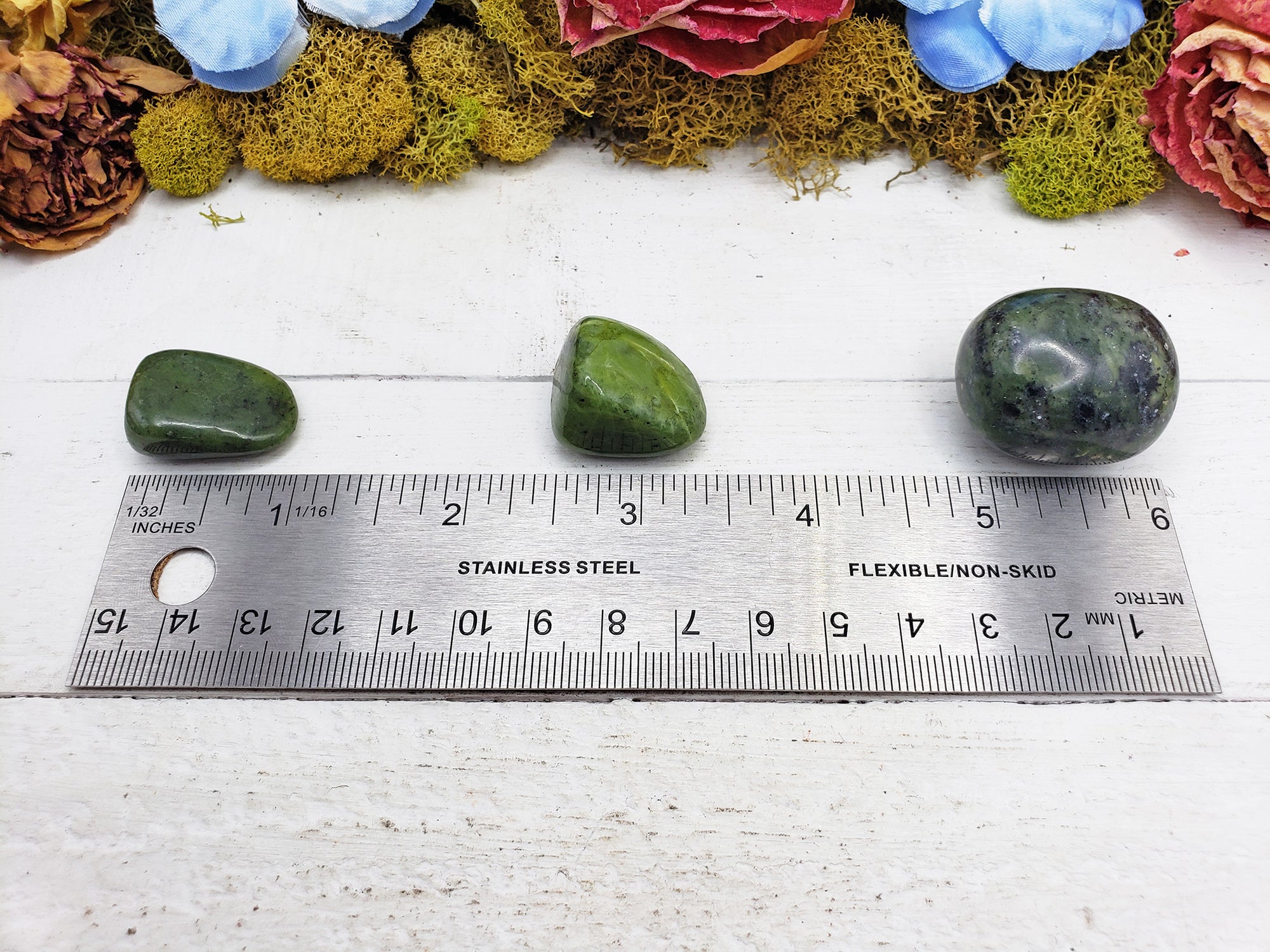 nephrite jade stones by ruler