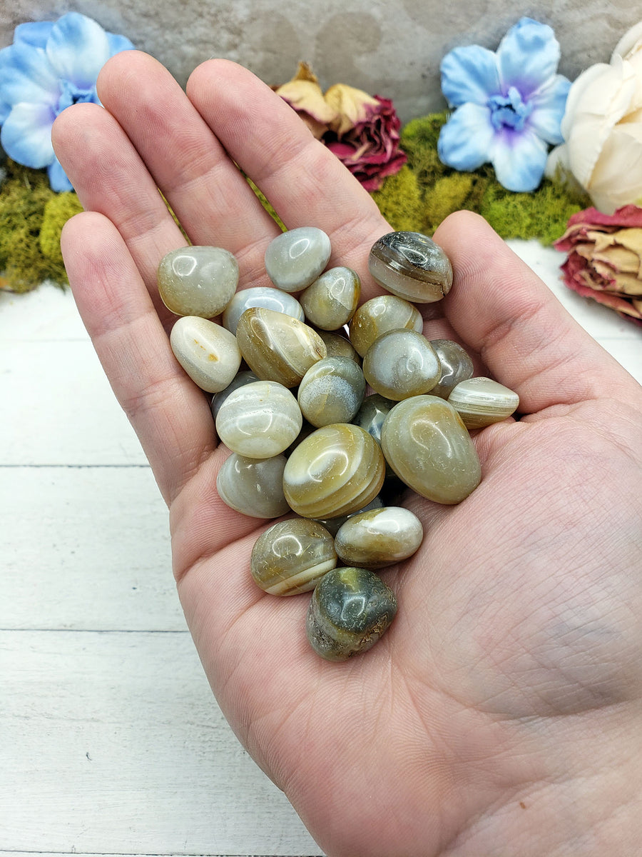 Marble Banded Agate Natural Tumbled Gemstone - Single Stone