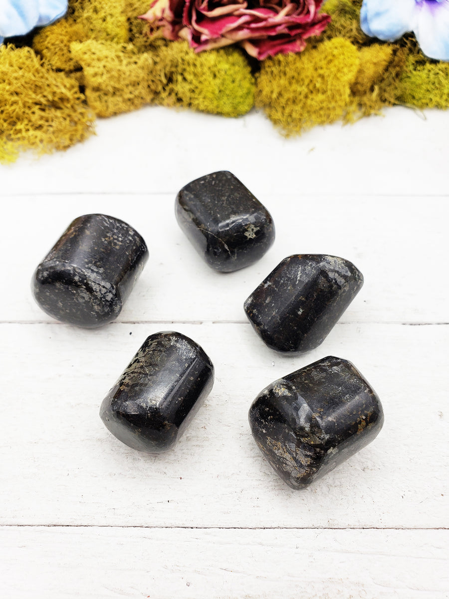 Black Galaxy Jasper Tumbled Gemstone - Single Stone or Ounce