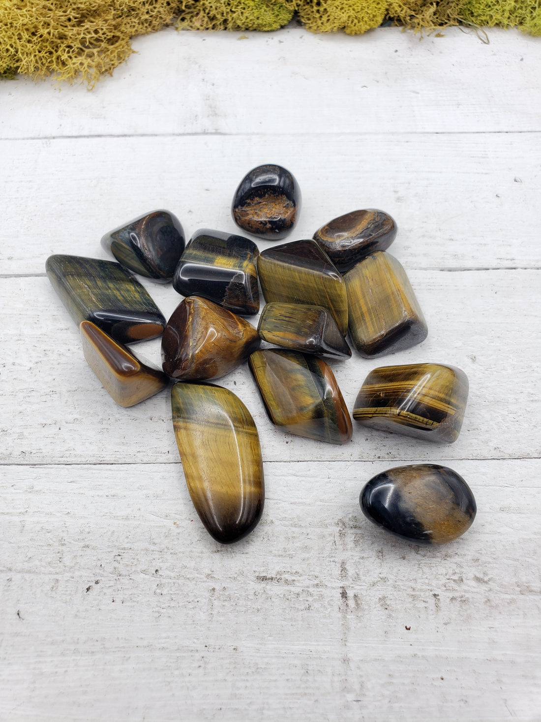 Blue Multi Tiger Eye Hawkeye stones on board