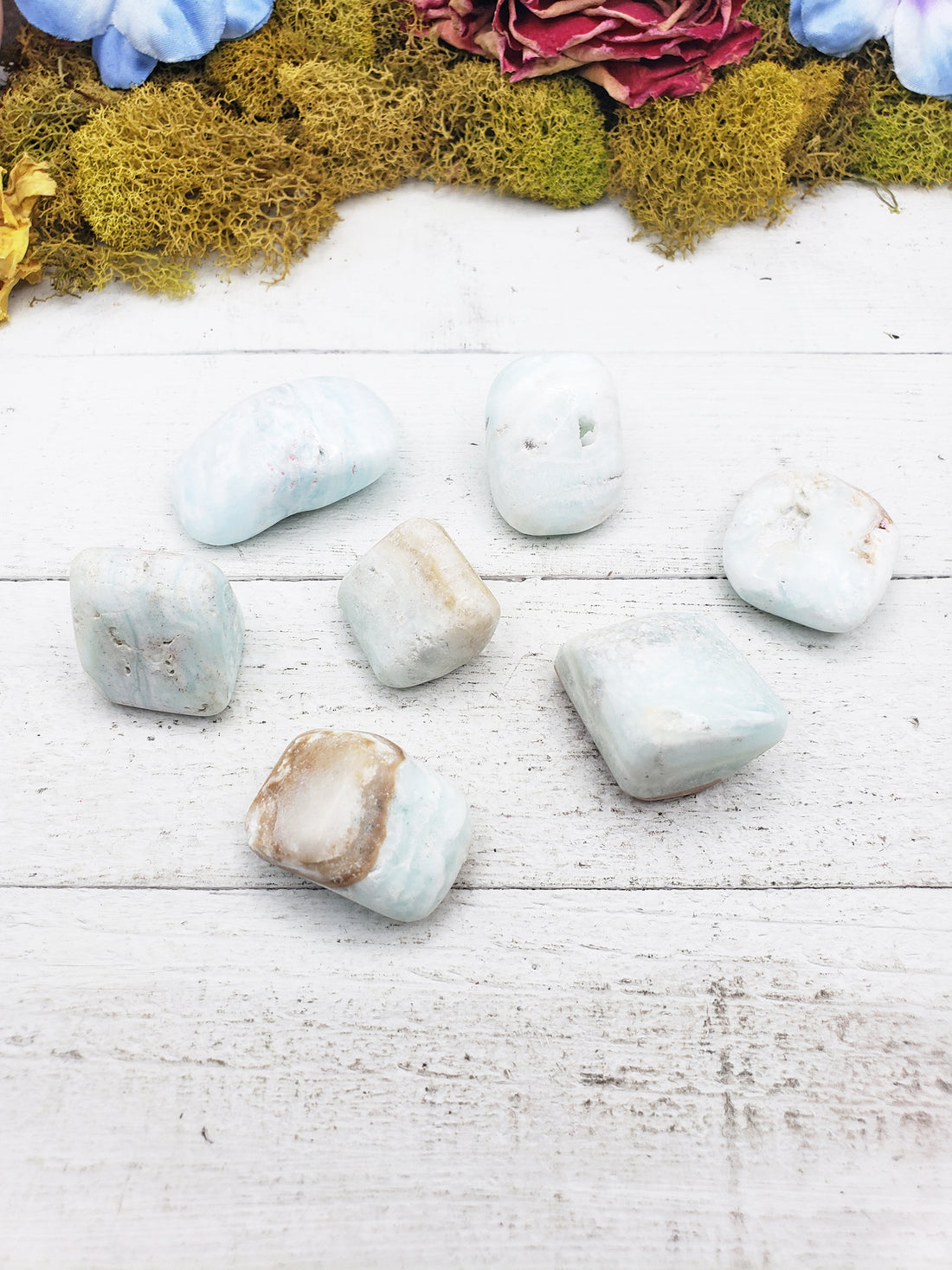 blue ocean caribbean calcite stones on board
