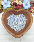 blue agate crystal chips in heart bowl